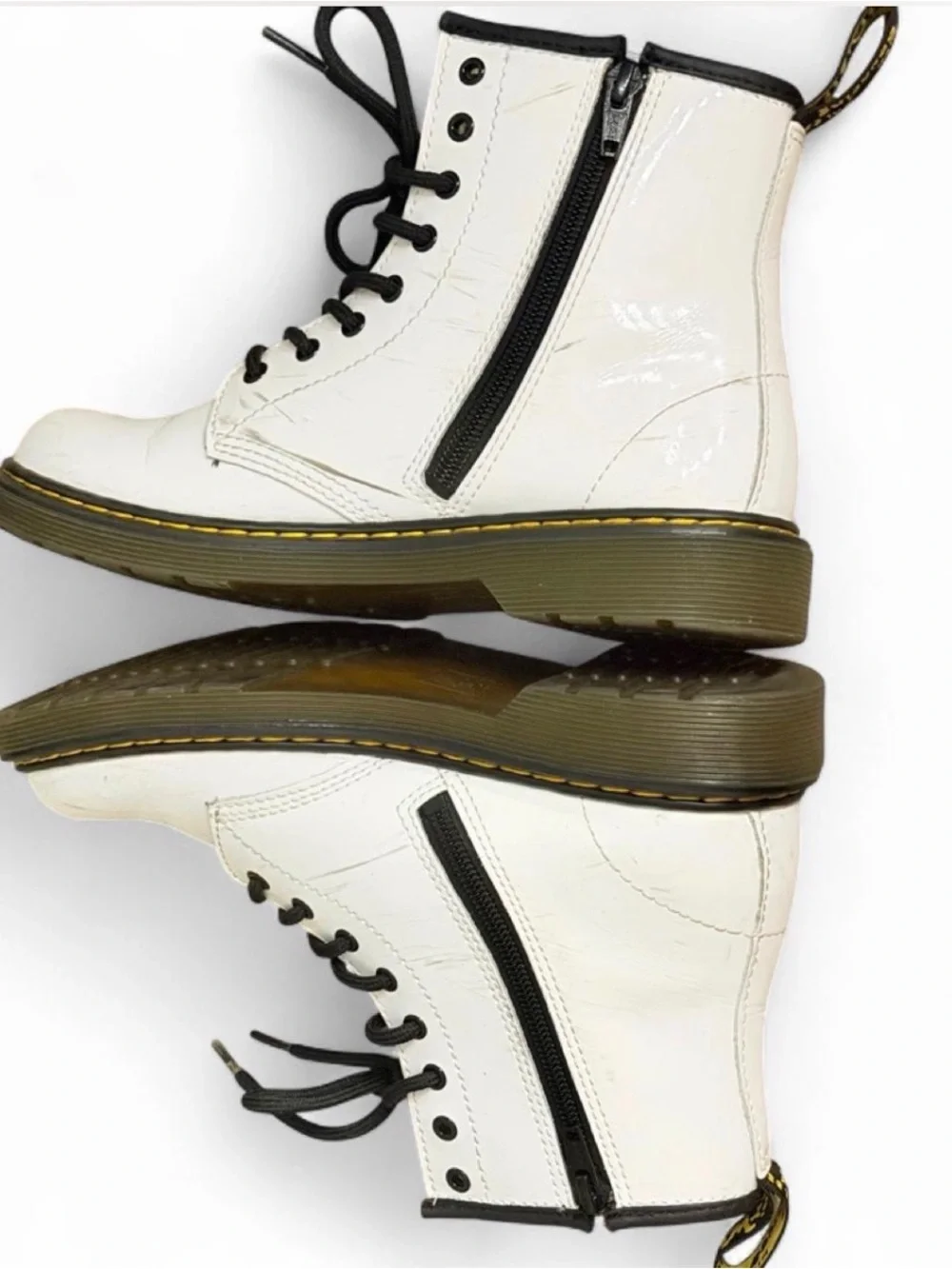Dr. Martens Women's 7 / Kids 5 White Patent Leather Boots w/ Side Zip